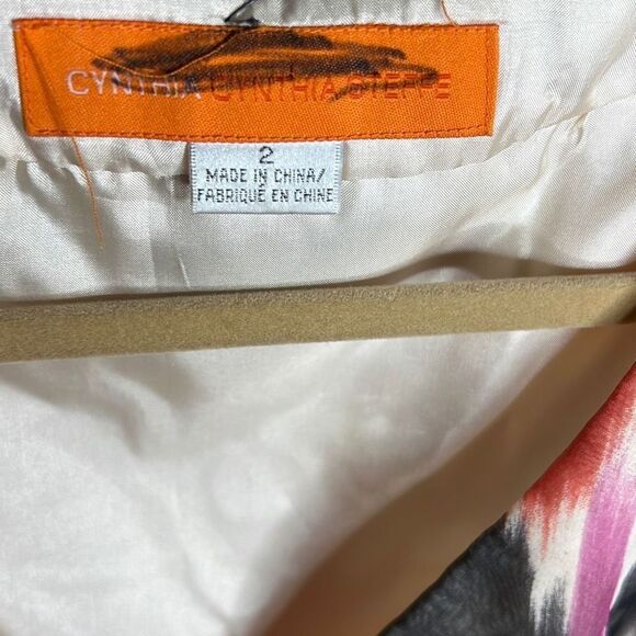 ❤️Cynthia Steffe Women's Abstract V Neck Sleeveless Silk Dress Multi-Color Sz2 - Picture 3 of 7